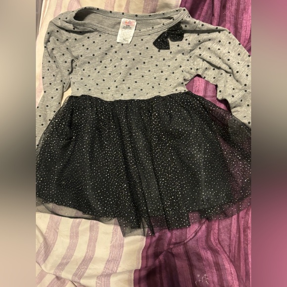 Swiggles Gray and Black Polka Dot Long Sleeve Dress - Picture 1 of 2